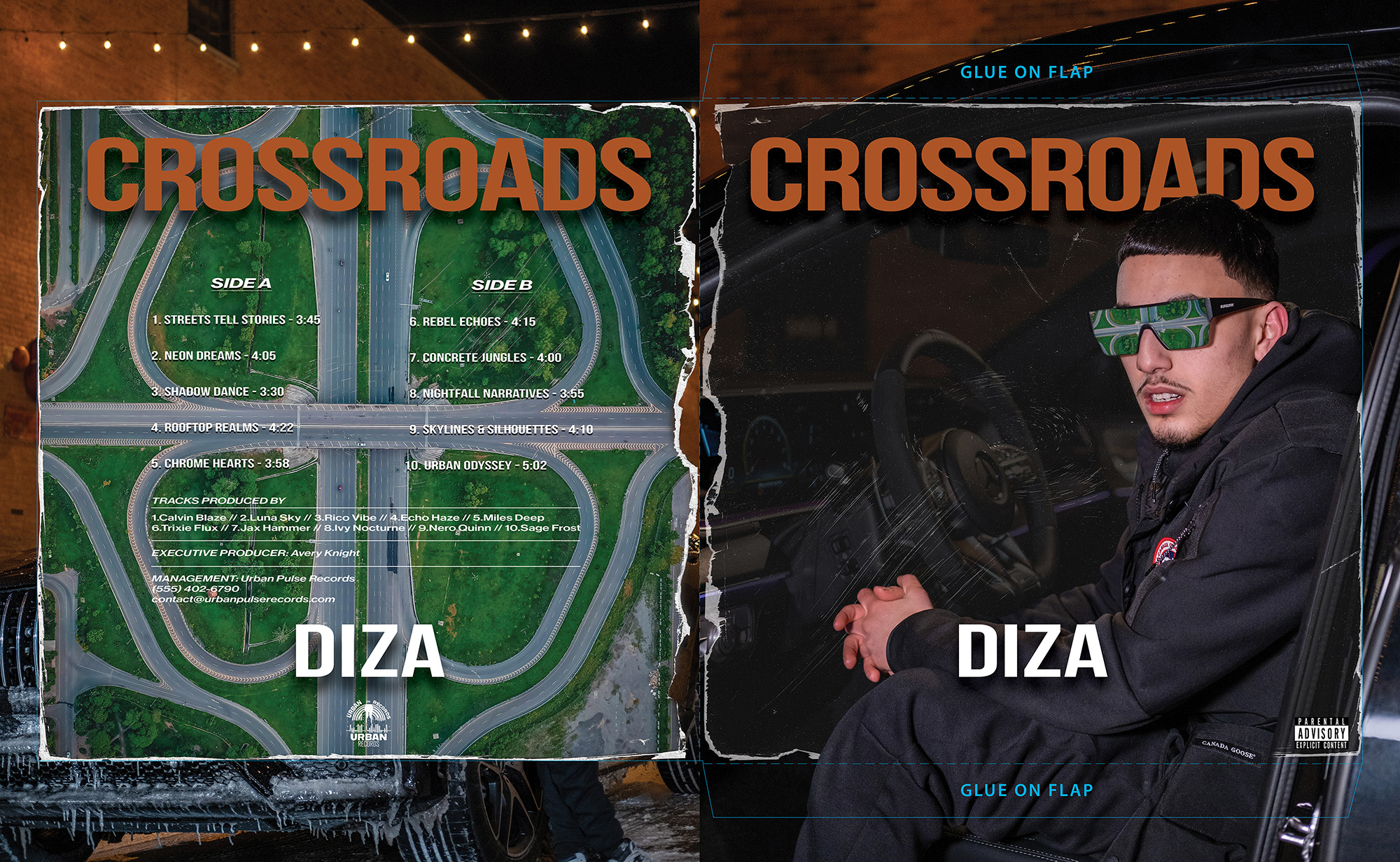 Front and back cover design for artist branding project