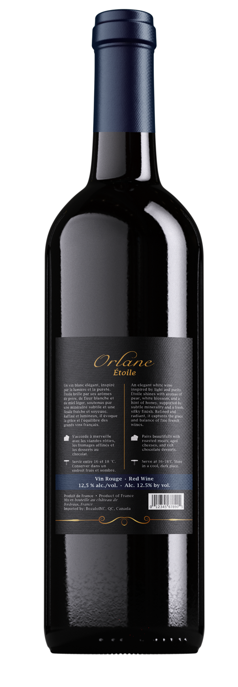 Back label design for Orlane Étoile